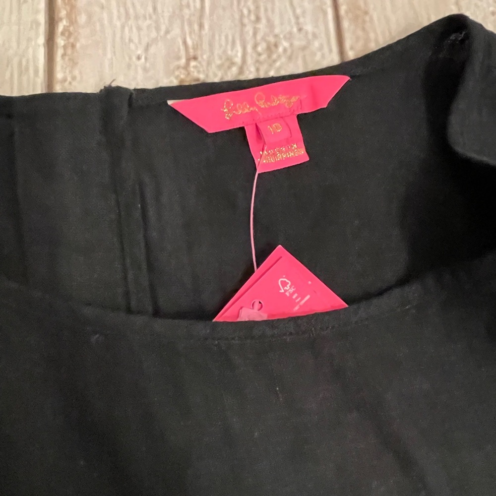 Lilly Pulitzer Classic Black lagoon linen zip back Dress 10 new with tags $188 - Picture 3 of 5